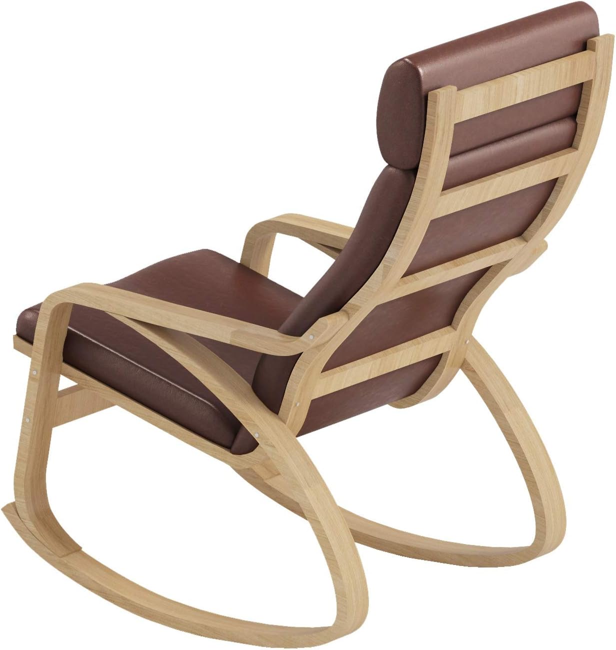 Durable Pu Leather Cotton Chair Replacement Cover Made Compatible with IKEA Poang Armchair. Slipcover Only. Chair is Not Included. (A Head PU Leather Brown)