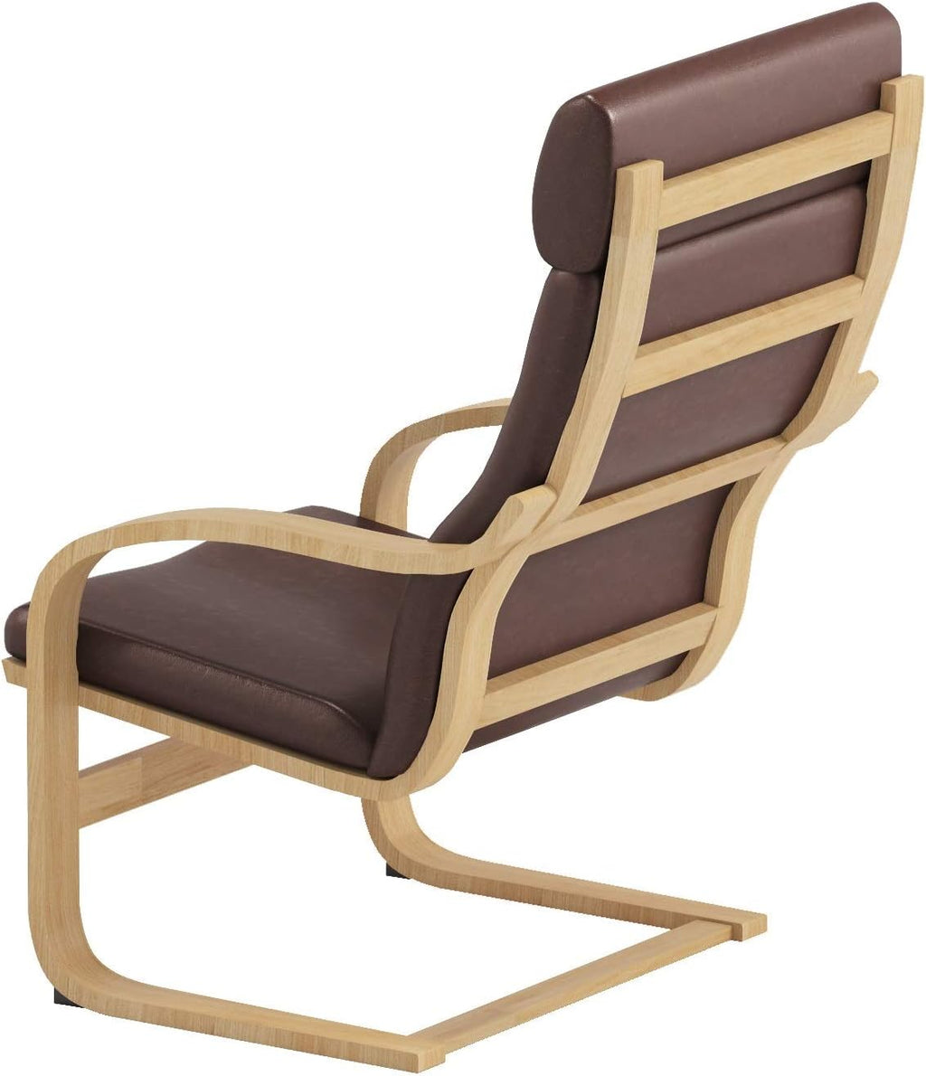 Durable Pu Leather Cotton Chair Replacement Cover Made Compatible with IKEA Poang Armchair. Slipcover Only. Chair is Not Included. (A Head PU Leather Brown)