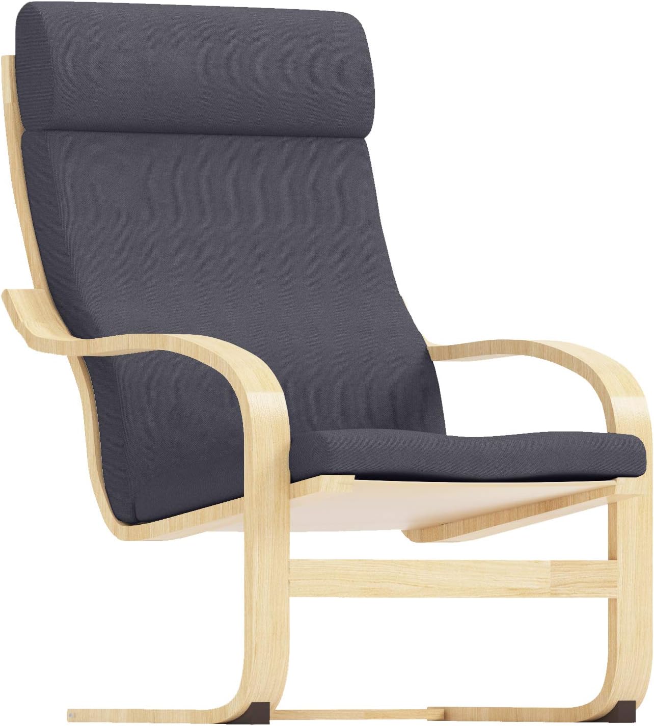 Durable Pu Leather Cotton Chair Replacement Cover Made Compatible with IKEA Poang Armchair. Slipcover Only. Chair is Not Included. (A Head PU Leather Brown)