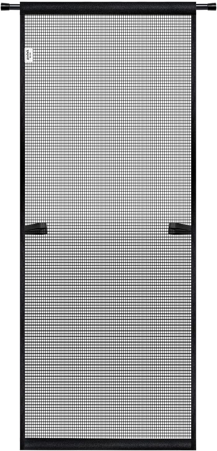 Hanging Screen Door - Fits Door Size 36" x 80" (Curtain Size 38'' x 81''), Sturdy Fiberglass Door Curtain Has Tension Rod&Hook&Loop Two Ways of Use, Heavy Duty Durable Door Screen