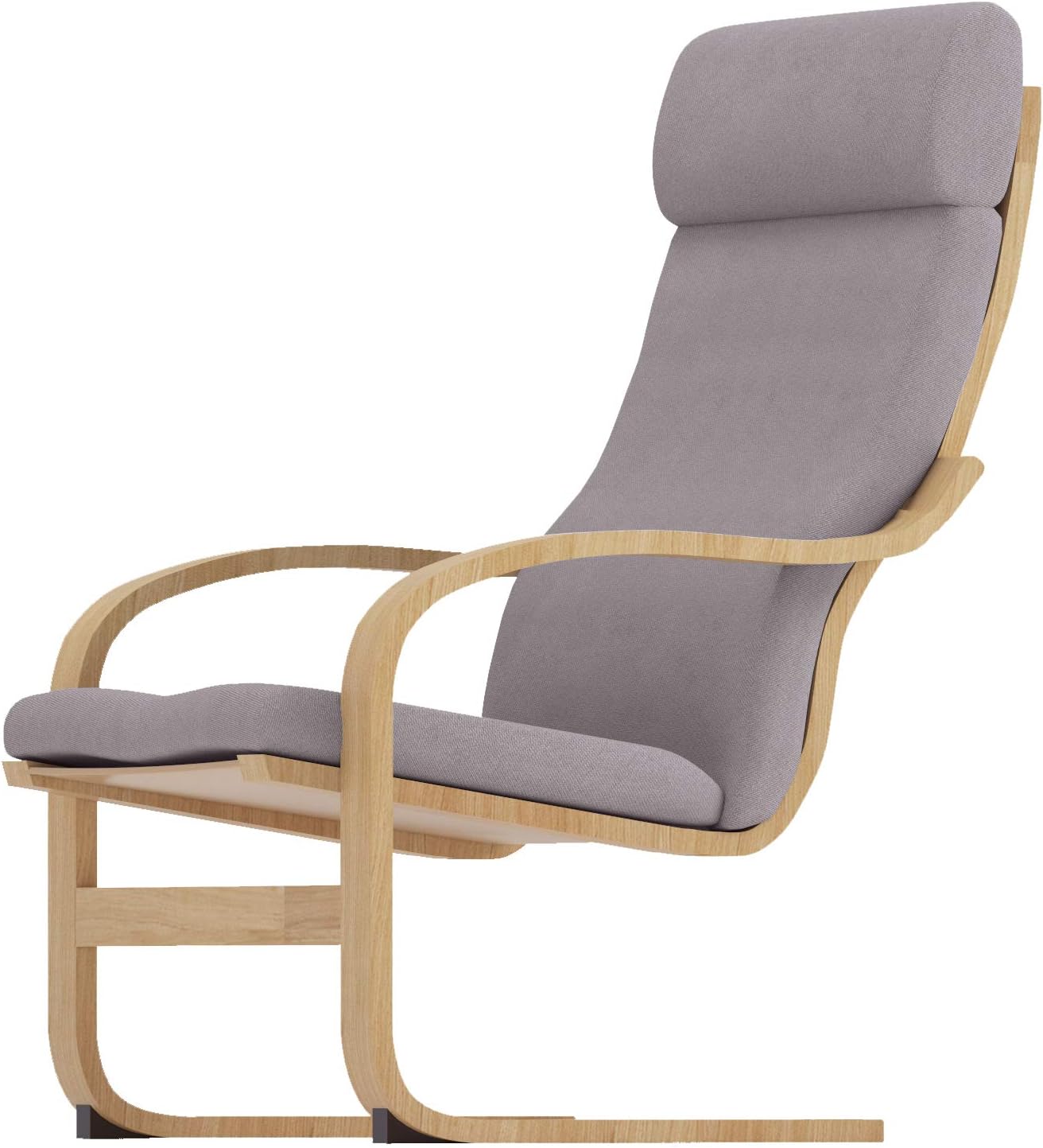 Durable Pu Leather Cotton Chair Replacement Cover Made Compatible with IKEA Poang Armchair. Slipcover Only. Chair is Not Included. (A Head PU Leather Brown)