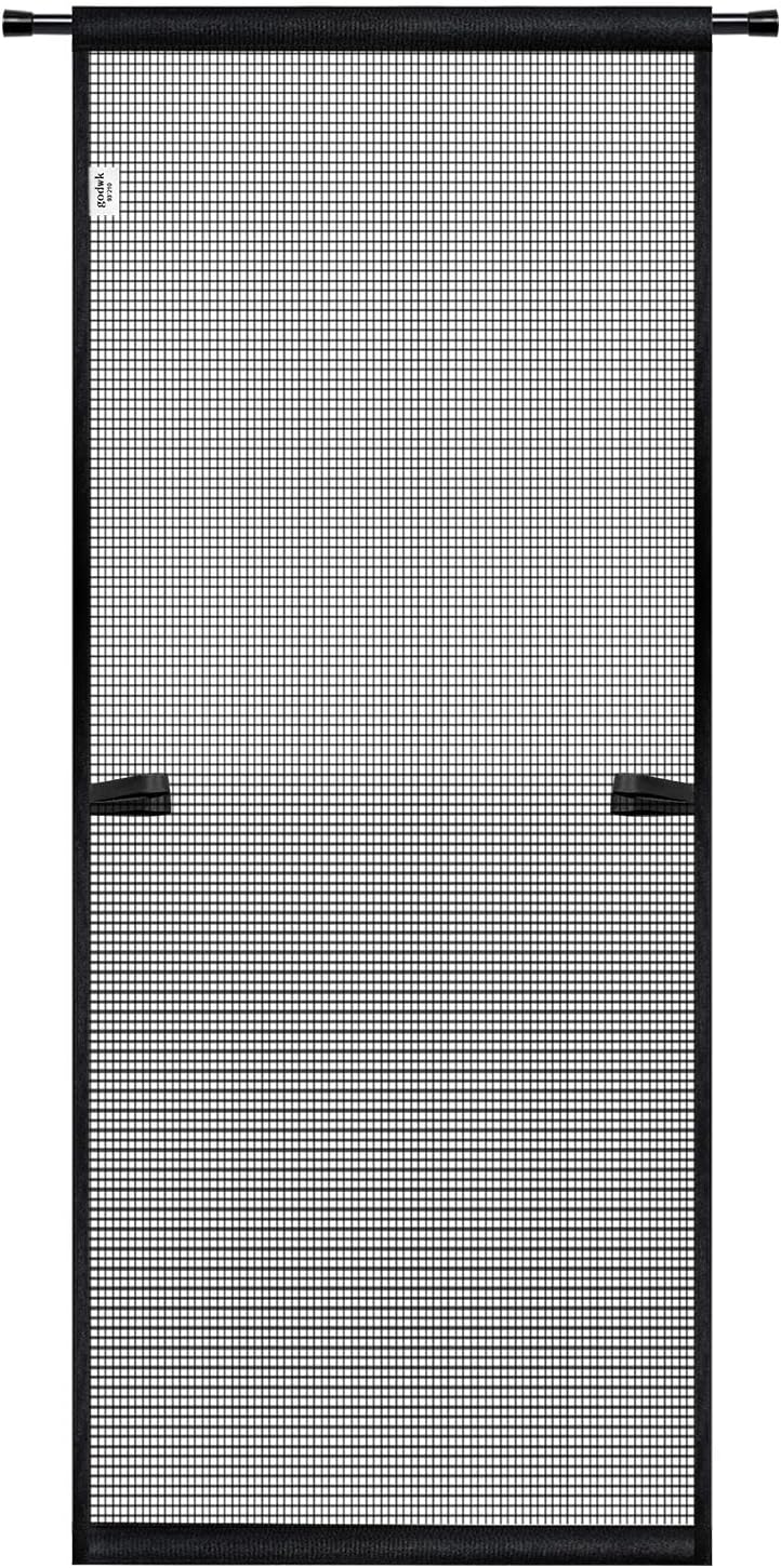 Hanging Screen Door - Fits Door Size 36" x 80" (Curtain Size 38'' x 81''), Sturdy Fiberglass Door Curtain Has Tension Rod&Hook&Loop Two Ways of Use, Heavy Duty Durable Door Screen