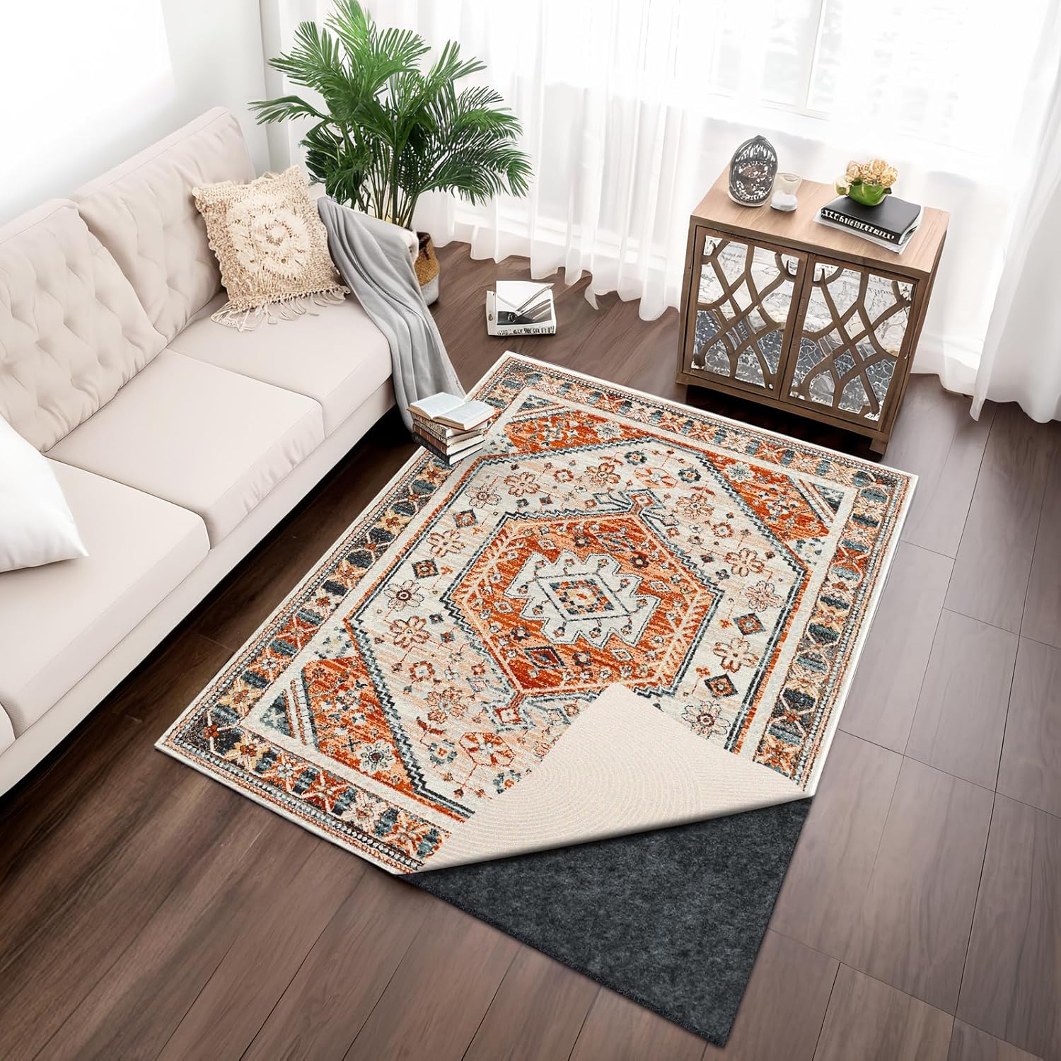 100% Waterproof Rug pad, 5x7 ft Area Rug Non-Slip Rug Pads, Carpet Pads for All Floors and finishes, Felt pad for Hardwood Floors, Keep Carpets in Place Soft and Secure