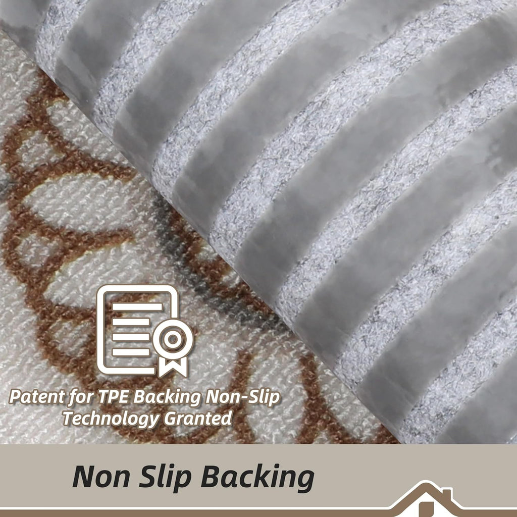 BEQHAUSE Stair Treads for Wooden Steps Non-Slip Machine Washable Carpet Stair Treads 8"X30" Soft Indoor Stair Rug Runner for Kids Elders and Pets, 100% Polyester, TPE Backing, 15pcs, Brown/Grey