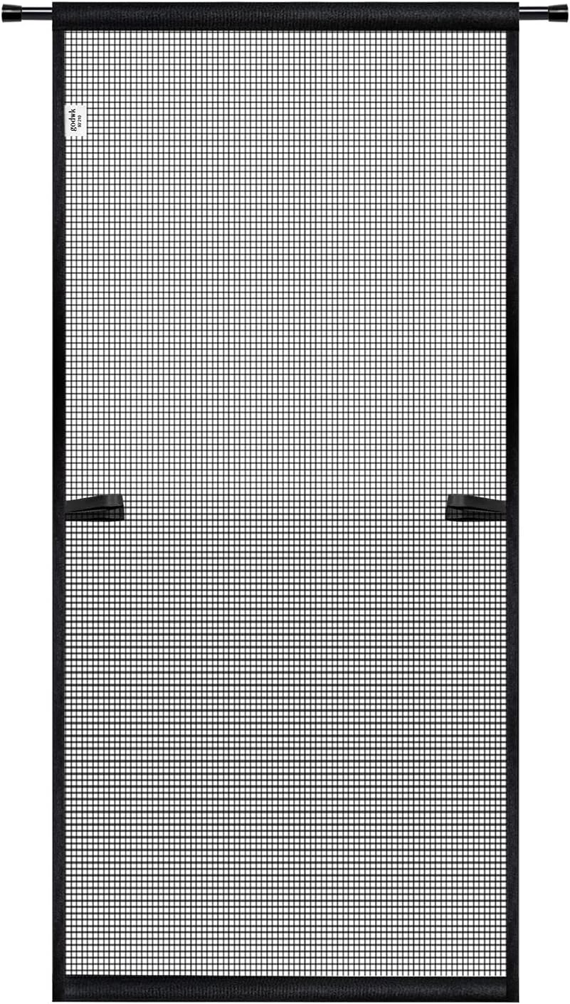 Hanging Screen Door - Fits Door Size 36" x 80" (Curtain Size 38'' x 81''), Sturdy Fiberglass Door Curtain Has Tension Rod&Hook&Loop Two Ways of Use, Heavy Duty Durable Door Screen