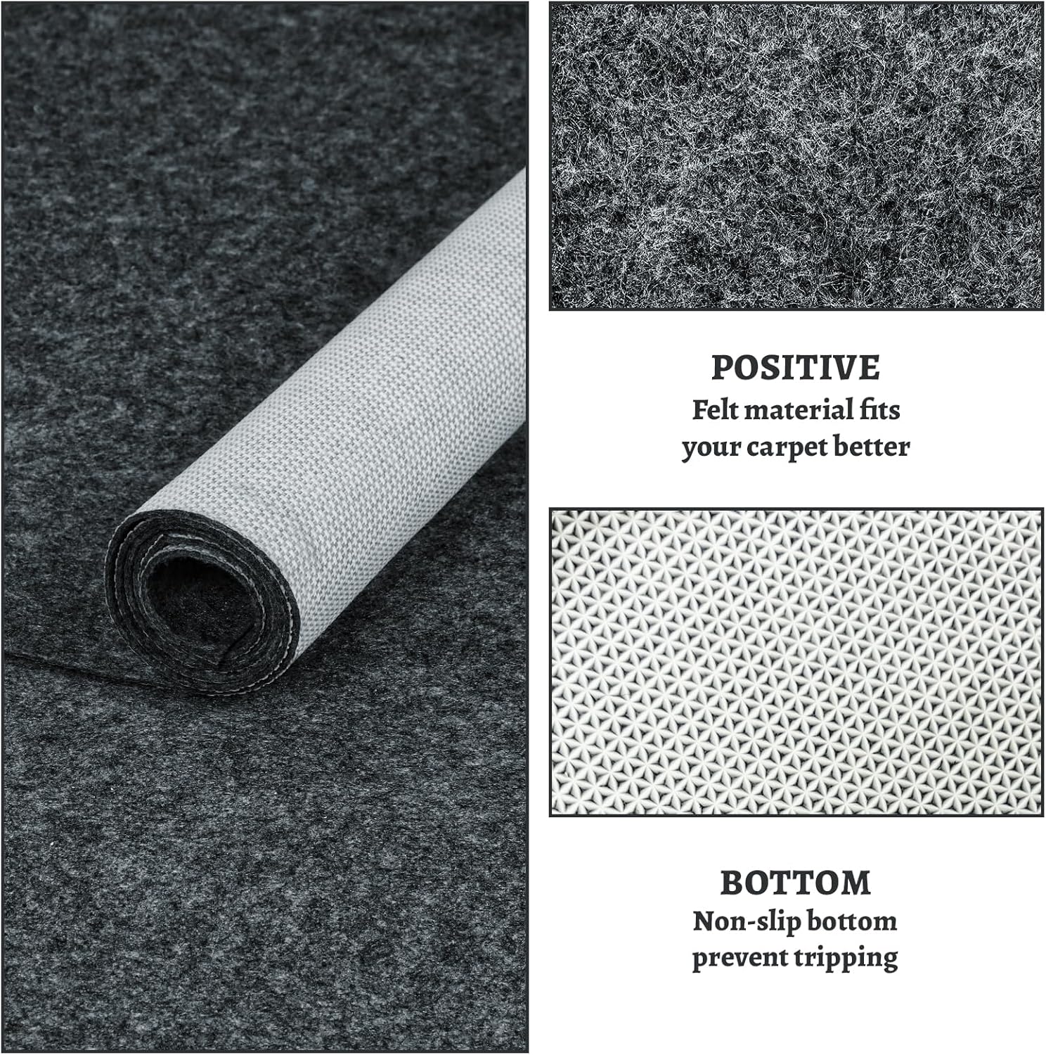 100% Waterproof Rug pad, 5x7 ft Area Rug Non-Slip Rug Pads, Carpet Pads for All Floors and finishes, Felt pad for Hardwood Floors, Keep Carpets in Place Soft and Secure