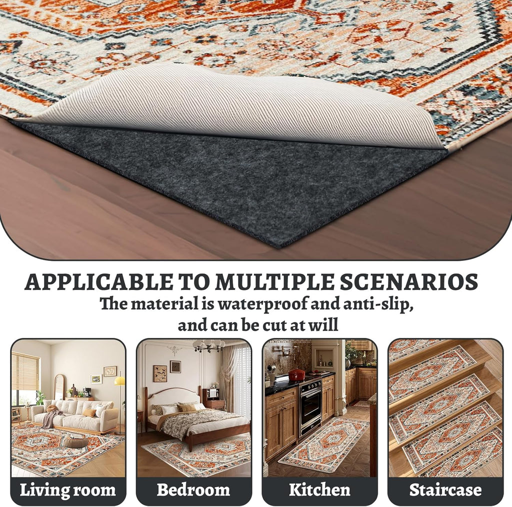 100% Waterproof Rug pad, 5x7 ft Area Rug Non-Slip Rug Pads, Carpet Pads for All Floors and finishes, Felt pad for Hardwood Floors, Keep Carpets in Place Soft and Secure